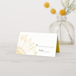 Carte De Placement Mariage graphique de tournesol jaune