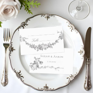 Carte De Placement Mariage Guirlande de Roses Classique Français Orné
