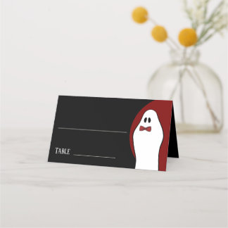 Carte De Placement Mariage Halloween Fantôme Gentleman Rouge