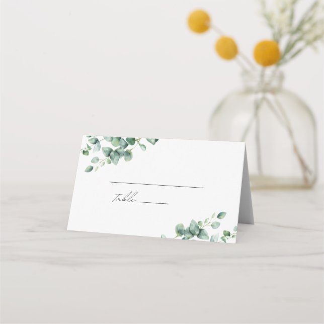 Carte De Placement Mariage mariage Eucalyptus vert (Devant)