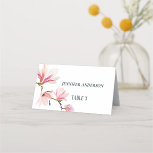 Carte De Placement Mariage minimaliste à fleurs rose et blanc de Magn