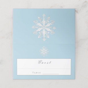Carte De Placement Mariage minimaliste de flocon de neige Bleu glac