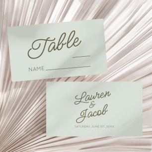 Carte De Placement Mariage minimaliste vert moderne