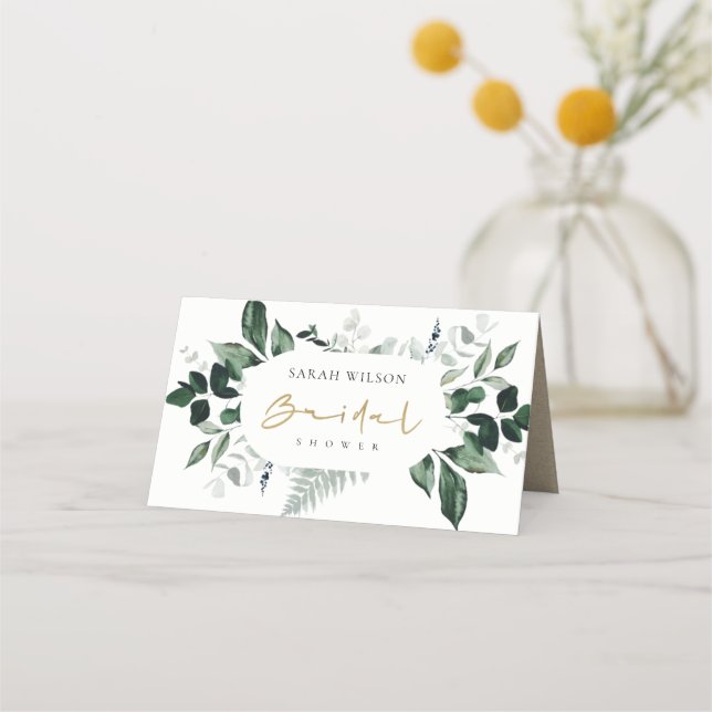 Carte De Placement Mariage moderne avec feuillage tropical vert (Devant)