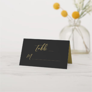 Carte De Placement Mariage moderne Black Gold