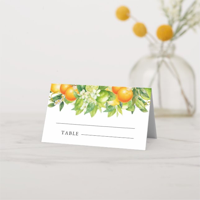 Carte De Placement Mariage Moderne d'Été Oranges Citron Citrus (Devant)