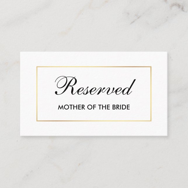 Carte De Placement Mariage moderne élégant noir et blanc Nom réservé (Devant)