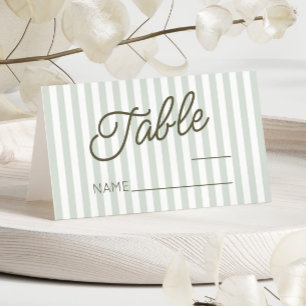 Carte De Placement Mariage moderne minimaliste à rayures vertes