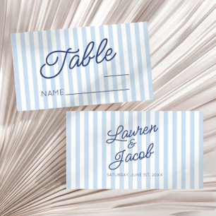 Carte De Placement Mariage Moderne Minimaliste Rayures Bleues