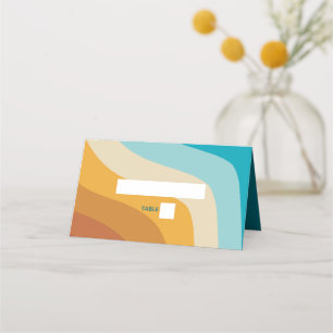 Carte De Placement Mariage moderne Retro 70 coloré Rainbow Waves