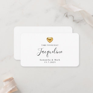 Carte De Placement Mariage moderne simple Gold Heart Plat Place Card