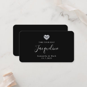 Carte De Placement Mariage moderne simple Silver Heart Plat Place Car
