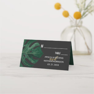 Carte De Placement Mariage moderne Tropical Swiss Cheese Leaf Gold