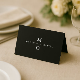 Carte De Placement Mariage Monogramme Élégant minimaliste élégant noi