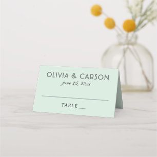 Carte De Placement Mariage Monogramme Moderne Menthe et Noir