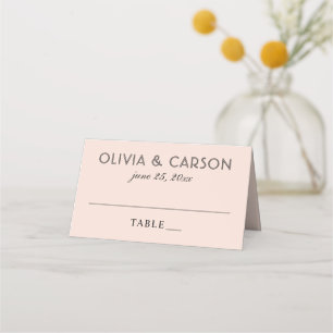 Carte De Placement Mariage Monogramme Moderne Rose et Écriture Noire