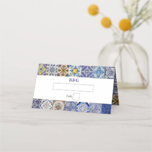 Carte De Placement Mariage Motif de tuiles portugaises méditerranéenn