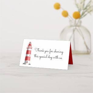 Carte De Placement Mariage nautique  Lighthouse Beach Summer Red