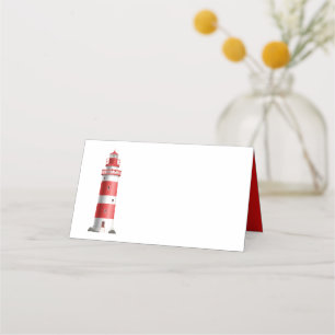 Carte De Placement Mariage nautique  Lighthouse Beach Summer Red