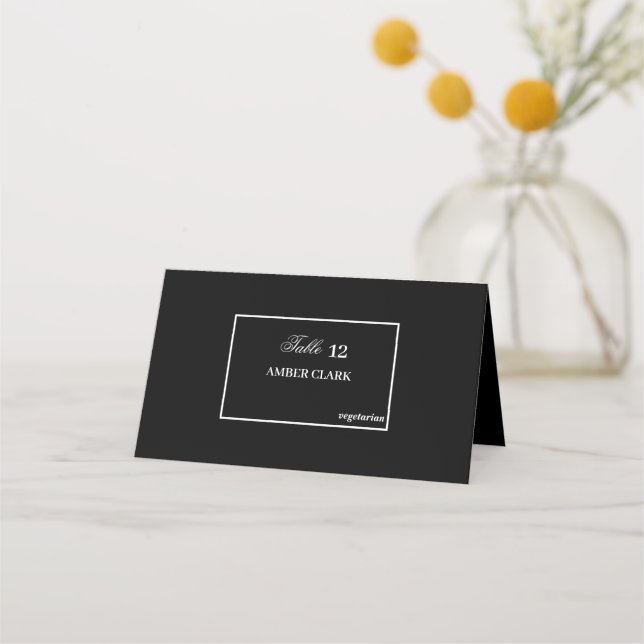 Carte De Placement Mariage noir et blanc (Devant)