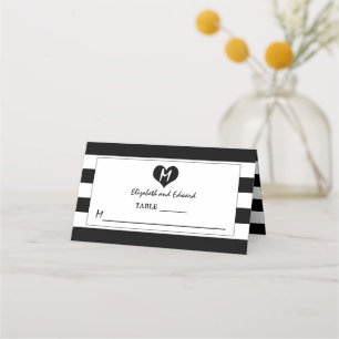 Carte De Placement Mariage noir et blanc moderne