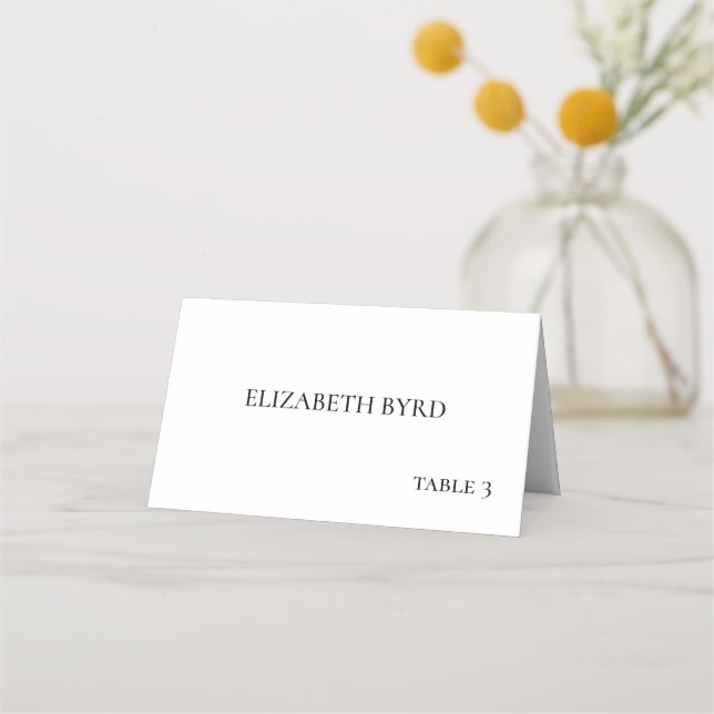 Carte De Placement Mariage noir et blanc simple (Devant)