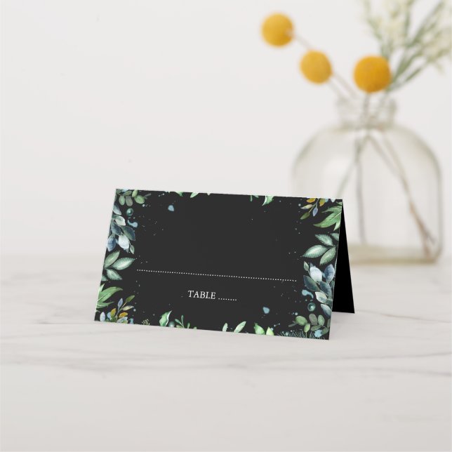 Carte De Placement Mariage noir vert (Devant)