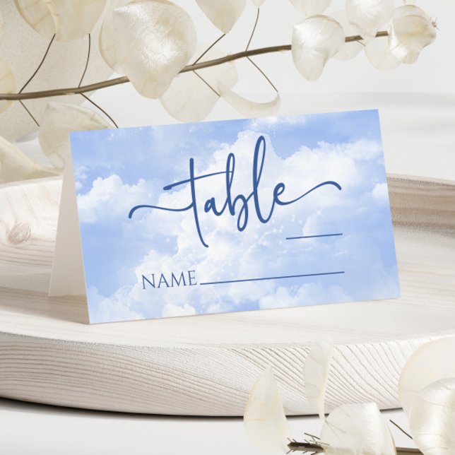 Carte De Placement Mariage Nuages Étincelants Bleu Blanc (Créateur téléchargé)