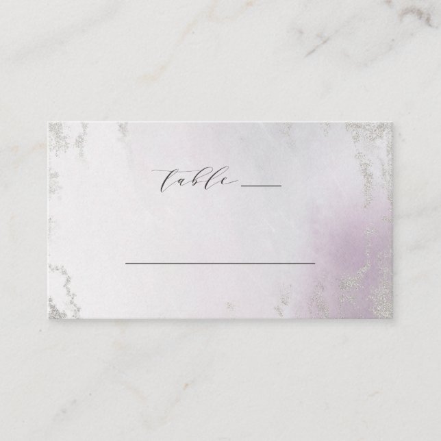 Carte De Placement Mariage Ombre Lavender Purple Silver Numéro de tab (Devant)