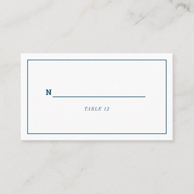 Carte De Placement Mariage ou événement bleu marine minimal (Devant)