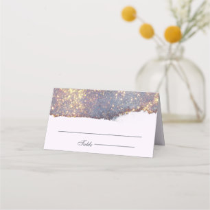 Carte De Placement Mariage Paillettes Or Violet Irridescent