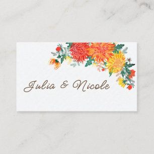 Carte De Placement Mariage Pastel Orange Yellow Spring Dahlia Fleurs