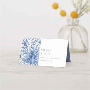 Carte De Placement Mariage Peacock couleur orange bleu encre