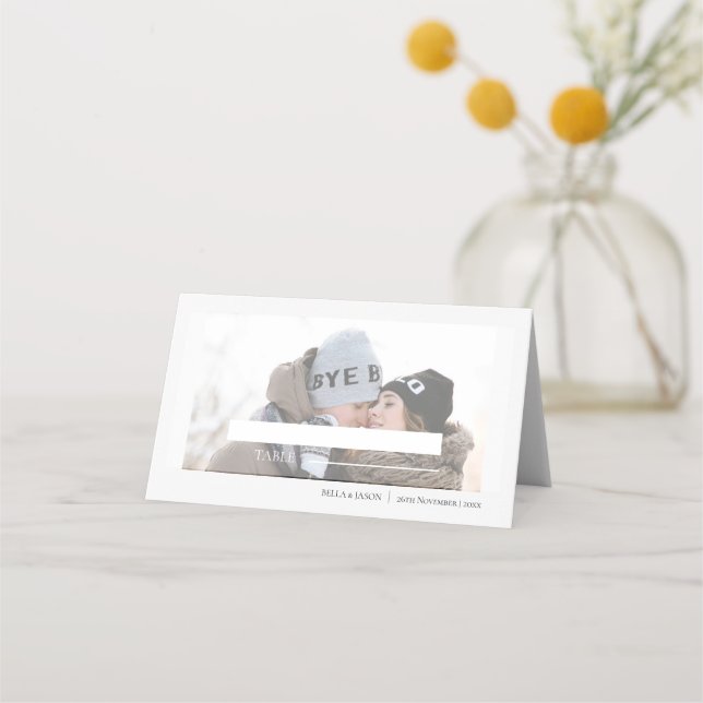 Carte De Placement Mariage photo moderne Faux Vellum (Devant)