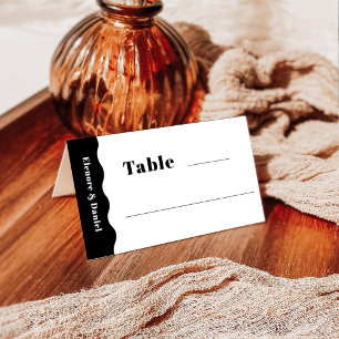 Carte De Placement Mariage photo noir et blanc côté vague Numéro de t