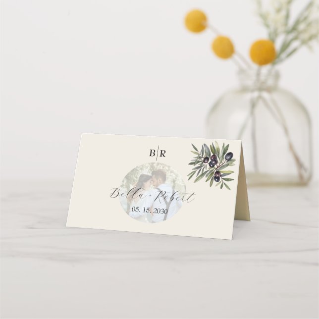 Carte De Placement Mariage Photo Olive Ivoire (Dos)