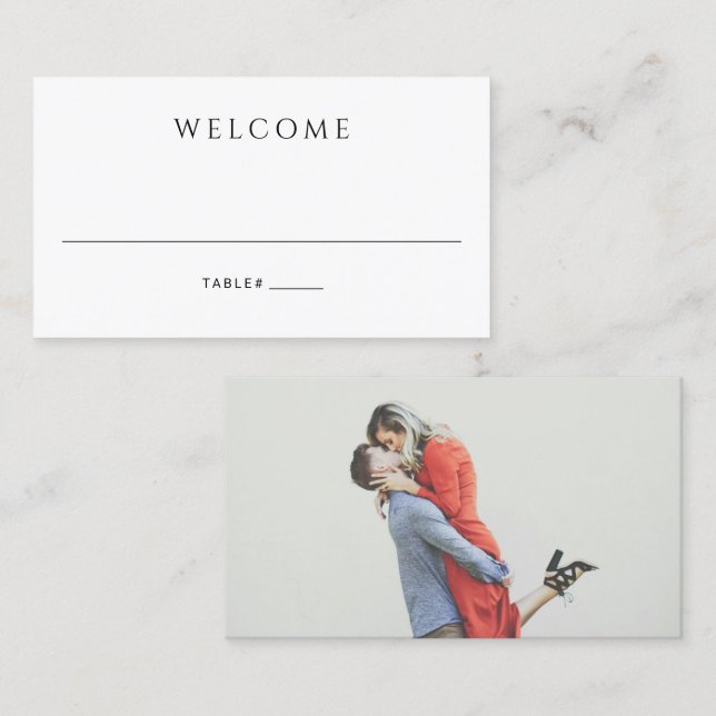 Carte De Placement Mariage Photo Simple Moderne (Devant / Derrière)