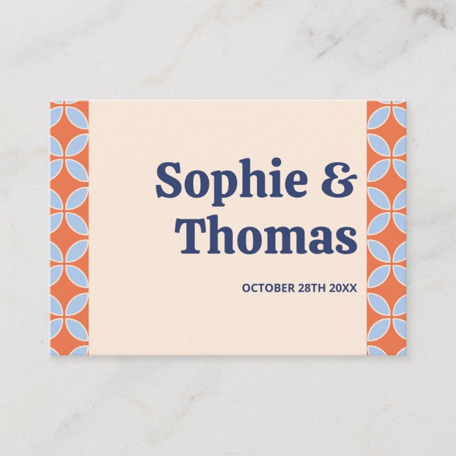 Carte De Placement Mariage rétro du milieu du siècle (Devant)