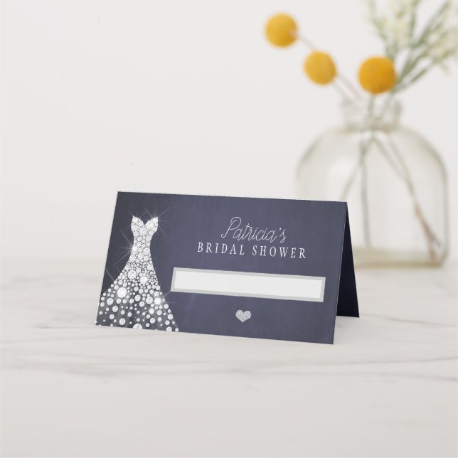 Carte De Placement Mariage robe élégante marine nuptiale douche chic (Devant)