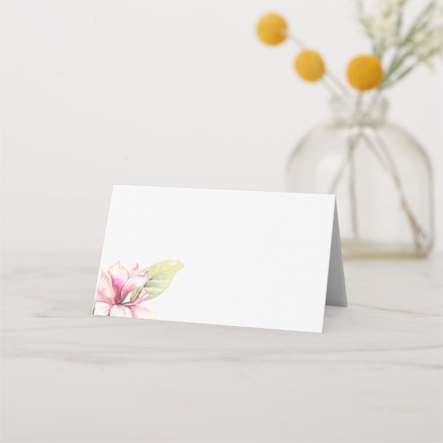 Carte De Placement Mariage rose et gris vert Magnolia (Devant)