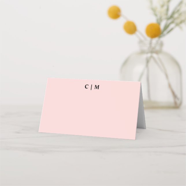 Carte De Placement Mariage rose pâle de la série simple (Devant)