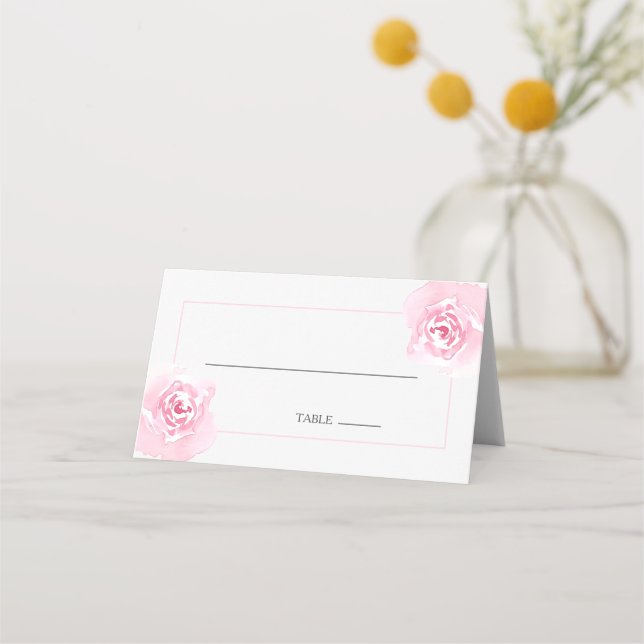 Carte De Placement Mariage rose Roses Carte de place (Devant)