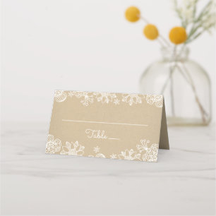 Carte De Placement Mariage Rustique Kraft et Dentelle Florale Monogra