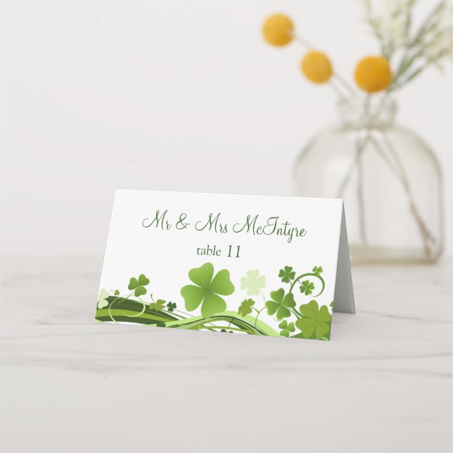 Carte De Placement Mariage Shamrock irlandais (Devant)