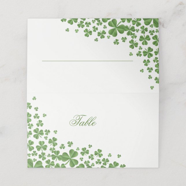 Carte De Placement Mariage Shamrock irlandais vert (Extérieur déplié)