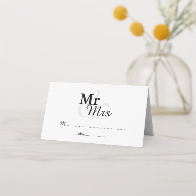 Carte De Placement Mariage simple et élégant de M&Mme (Devant)