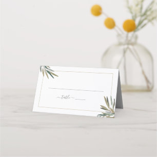 Carte De Placement Mariage simple rustique d'herbe d'aquarelle