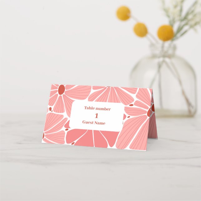 Carte De Placement mariage super moderne marguerite rose (Devant)