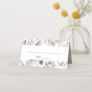 Carte De Placement Mariage sur la plage de corail de coquillage blanc