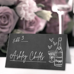 Carte De Placement Mariage Tableau Noir Fantaisiste Dessiné à la Main